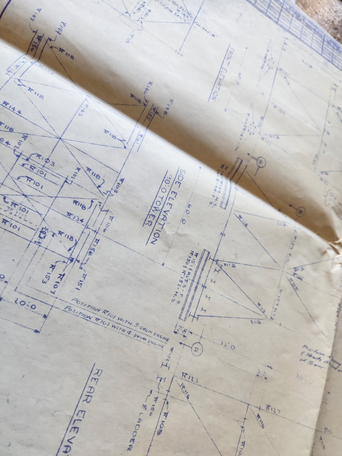 Tower For Type SI Derrick Blueprint Plans 1960’s American Bridge Steel Portugal