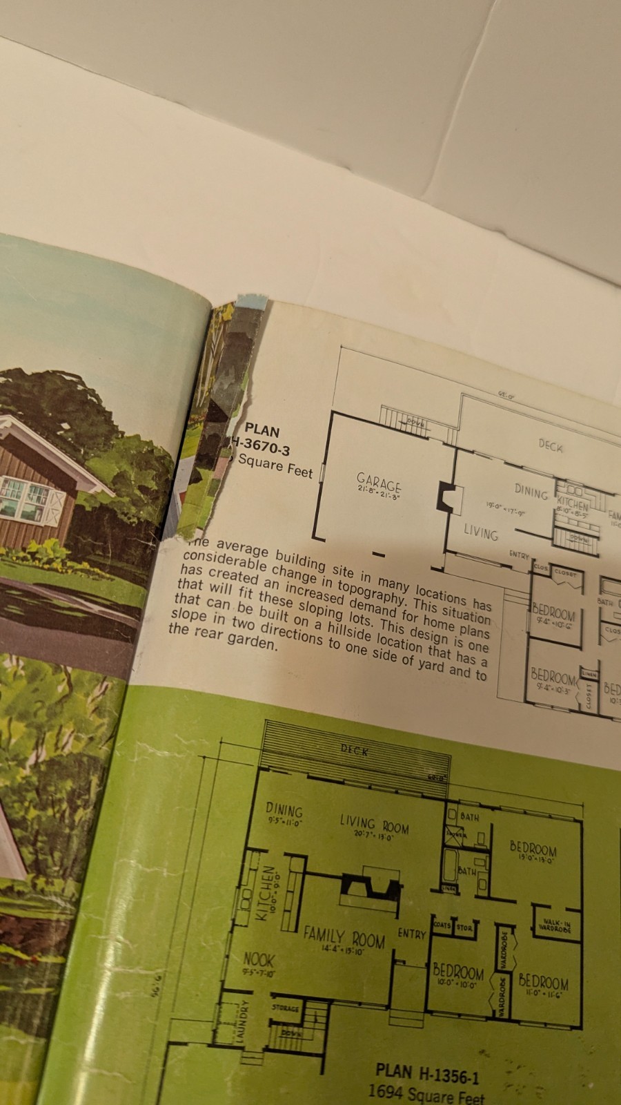 VTG 100 Multi-Level Hillside Home Plans Design Catalog Blueprints 1972 MCM