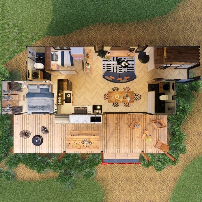 Container house plans – 3 bedrooms – 2 bathrooms – Digital PDF File