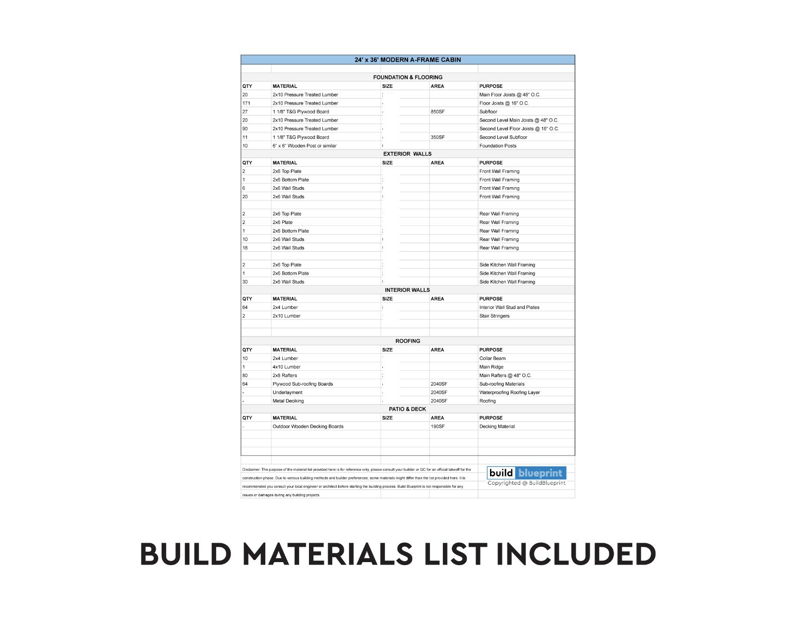 24′ x 36′ Modern A-Frame Cabin Architectural Plans Blueprint PDF Download