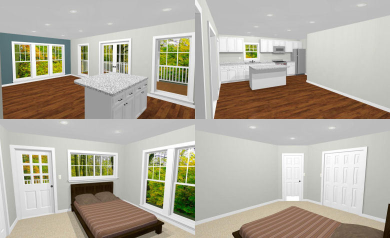 24×32 House — 1 Bedroom 1.5 Bath — 830 sq ft — PDF Floor Plan — Model 8B