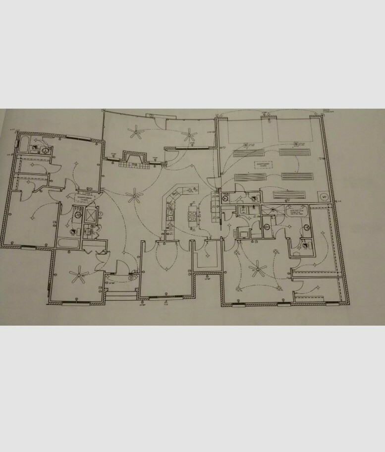 Blue Print Plan of Beautiful Ranch Style Custom Home