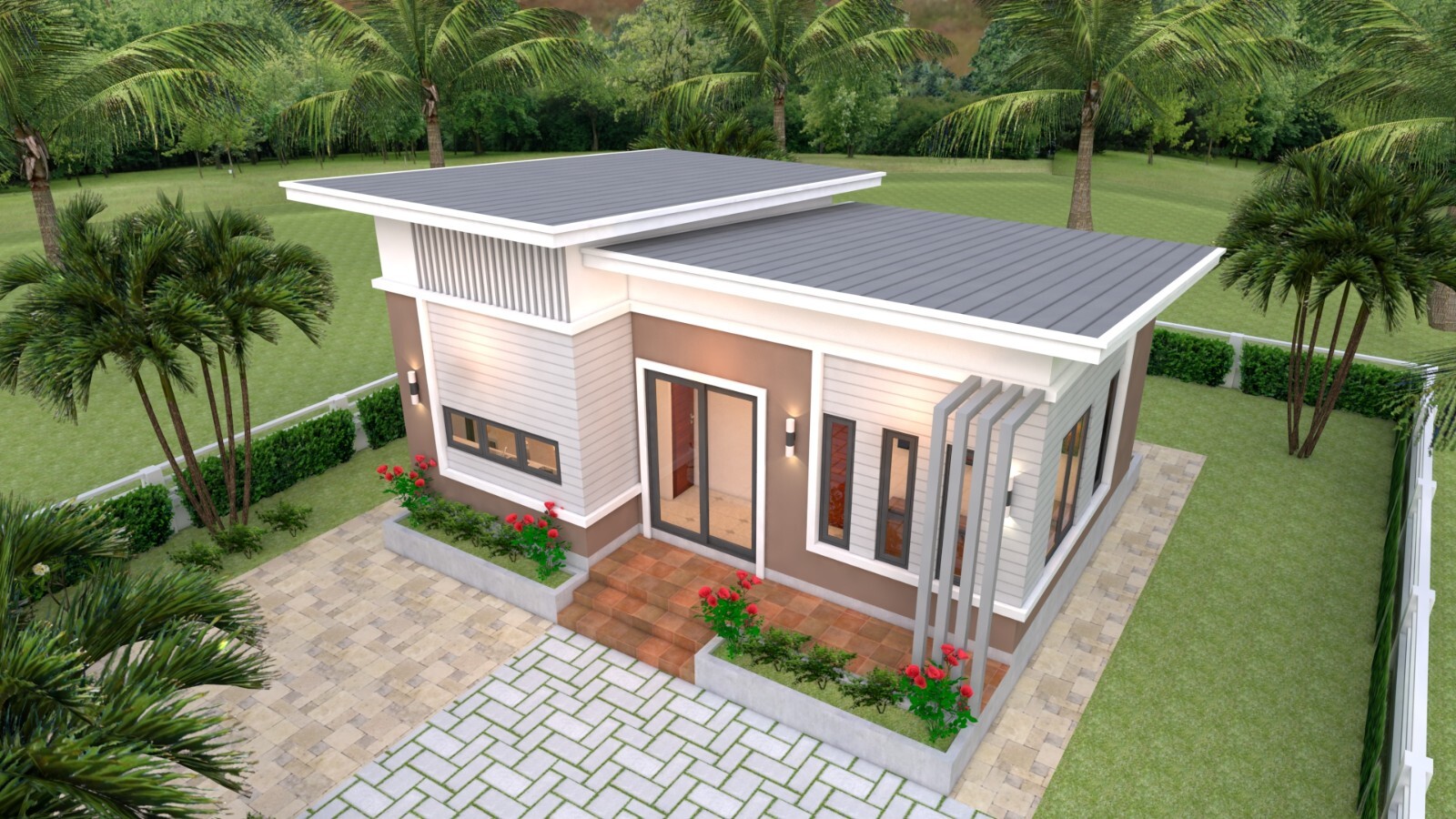 26×20 Feet House Design 8×6 Meter 2 Beds 1 Bath Shed Roof PDF (A4 Hard Copy)