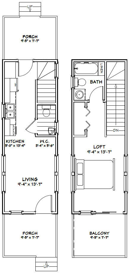 10×28 Tiny House — 475 sq ft — PDF Floor Plan — Model 3A