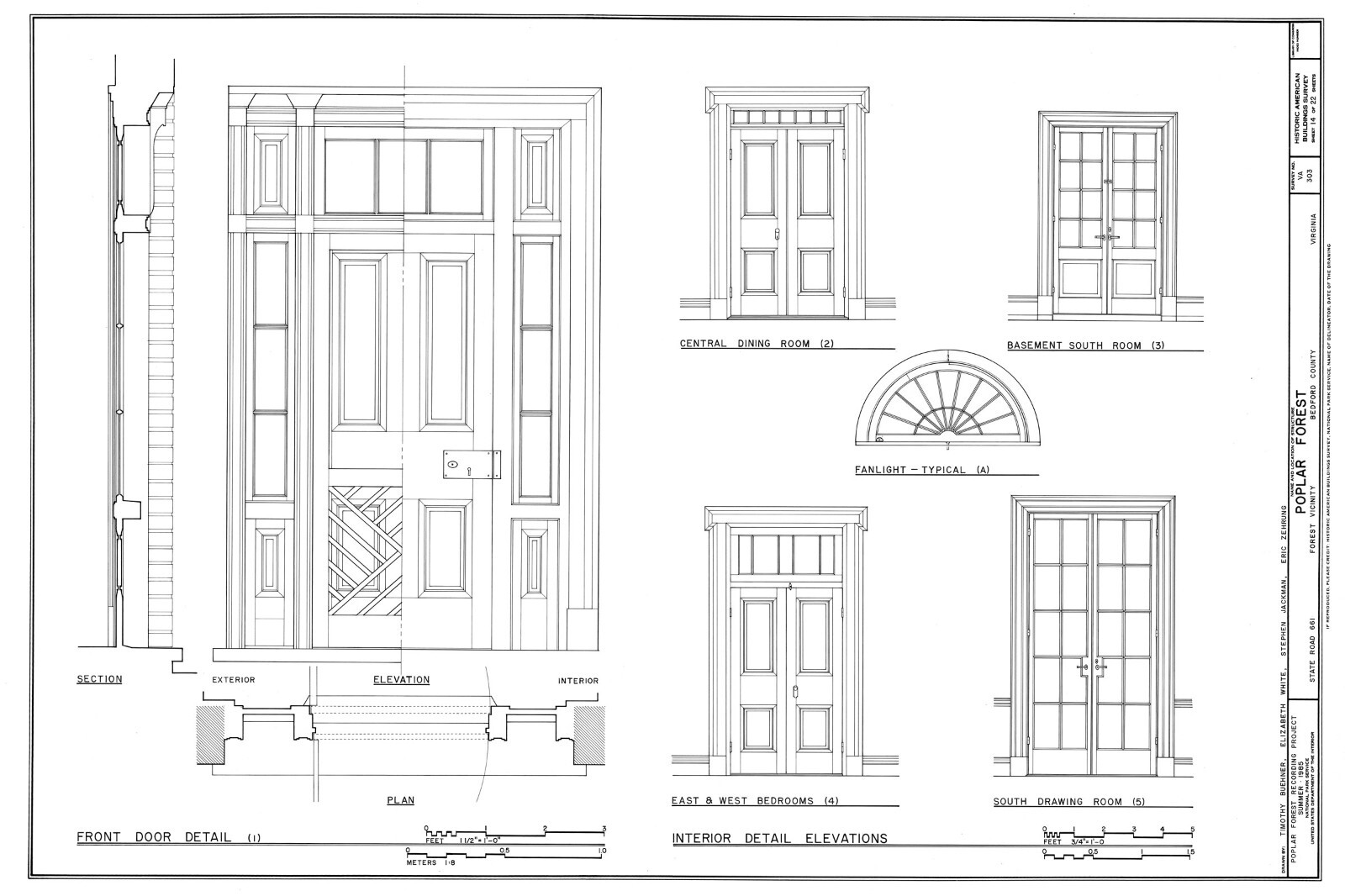 Poplar Forest by Thomas Jefferson, octagon Colonial country house detailed plans