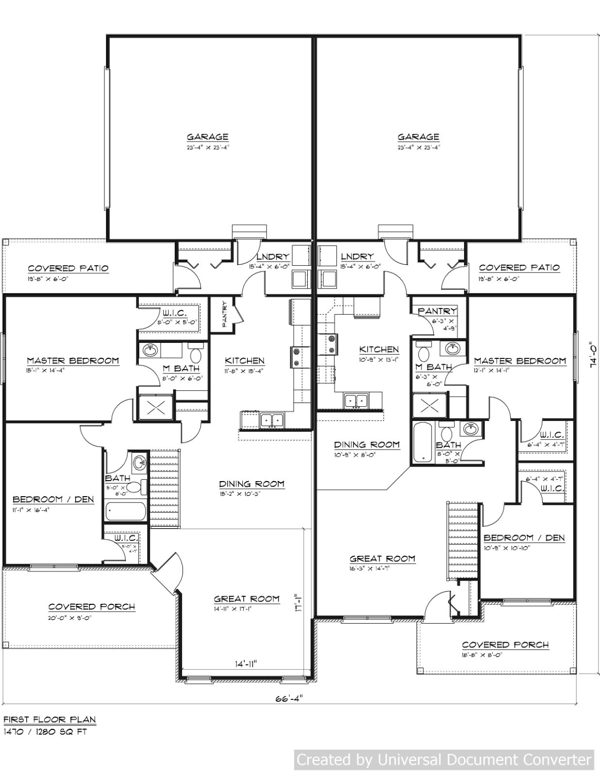 Full Set of Condominium / Duplex building plans 1,470 / 1,248 sq ft