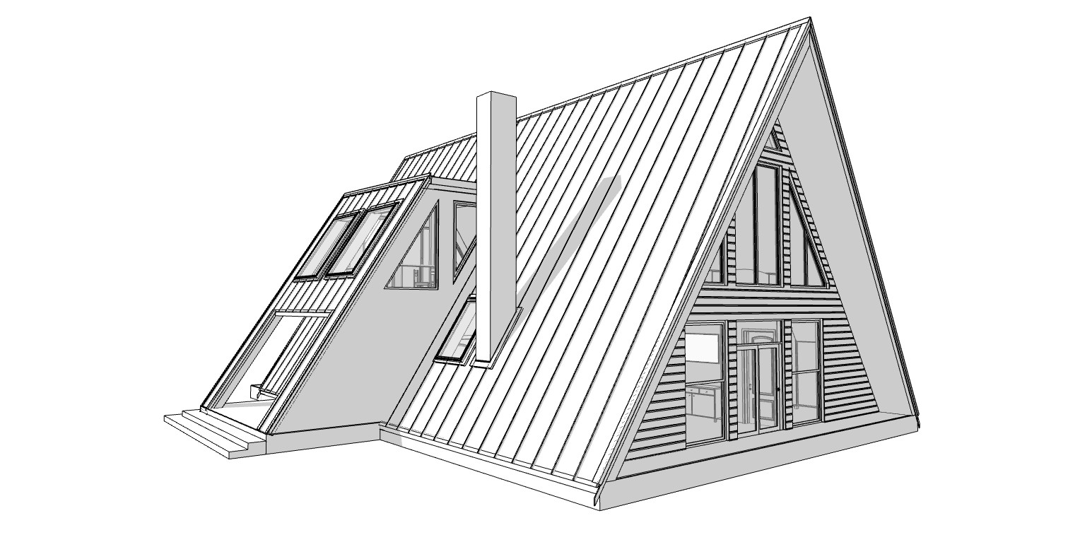 64’x50’ 2-Beds 3-Baths Charming A-Frame Architectural Plans CAD FILES Download