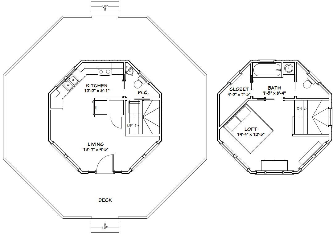 20×20 Tiny House– 601 sq ft — PDF Floor Plan — Model 4