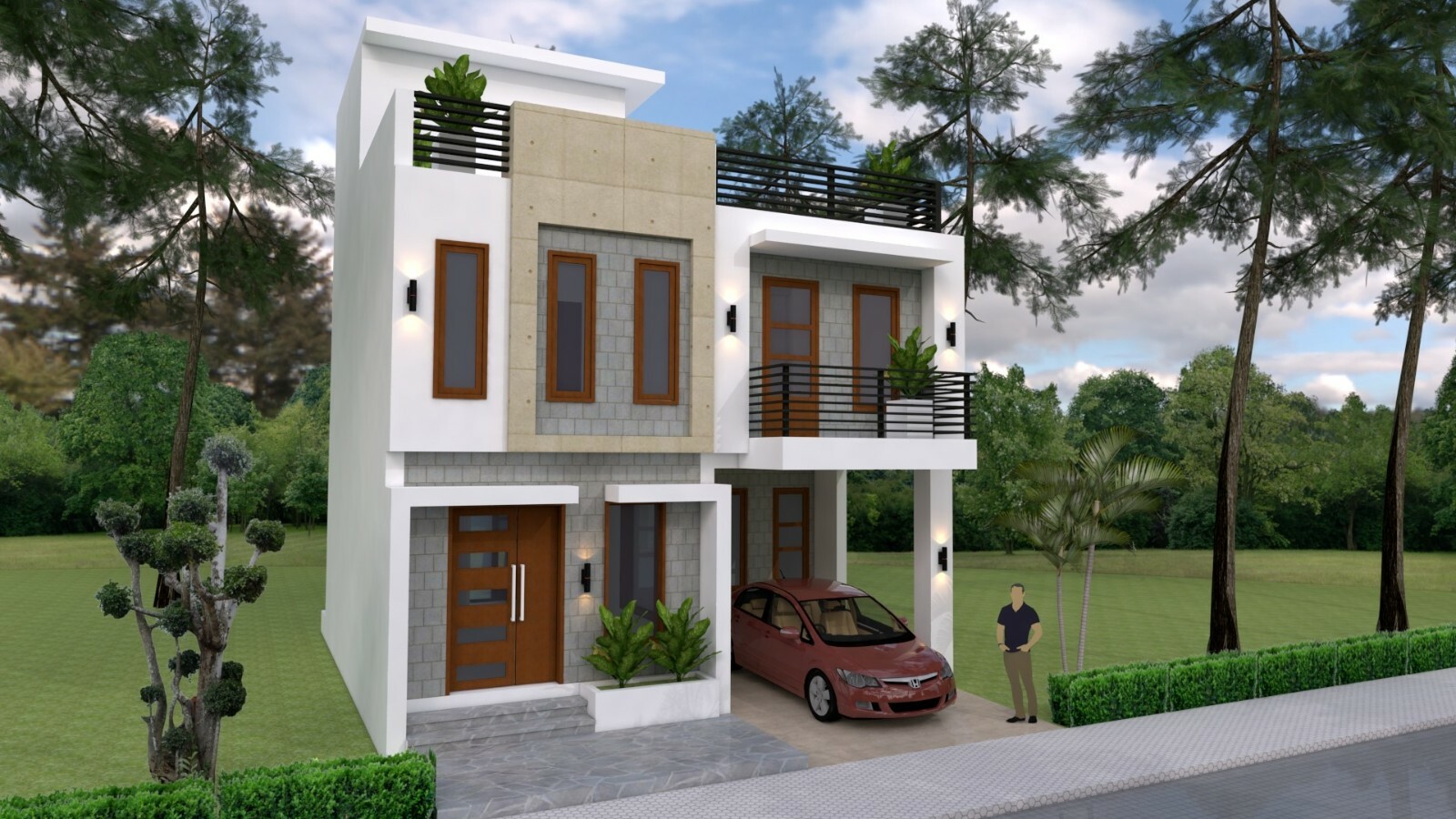 26×36 Feet Small House Plan 8×11 Meter 3 Beds 3 Baths Terrace Roof A4 Hard Copy
