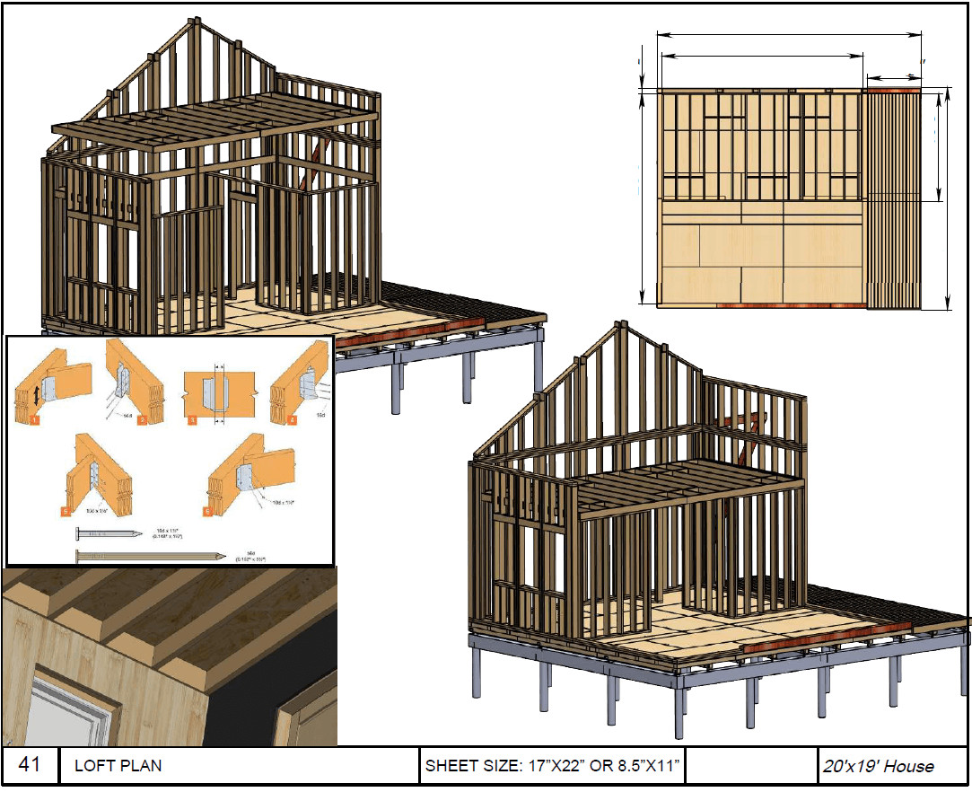 20’x25’ Cozy 2-Story Tiny House Cabin DIY Architectural Build Plans PDF Download