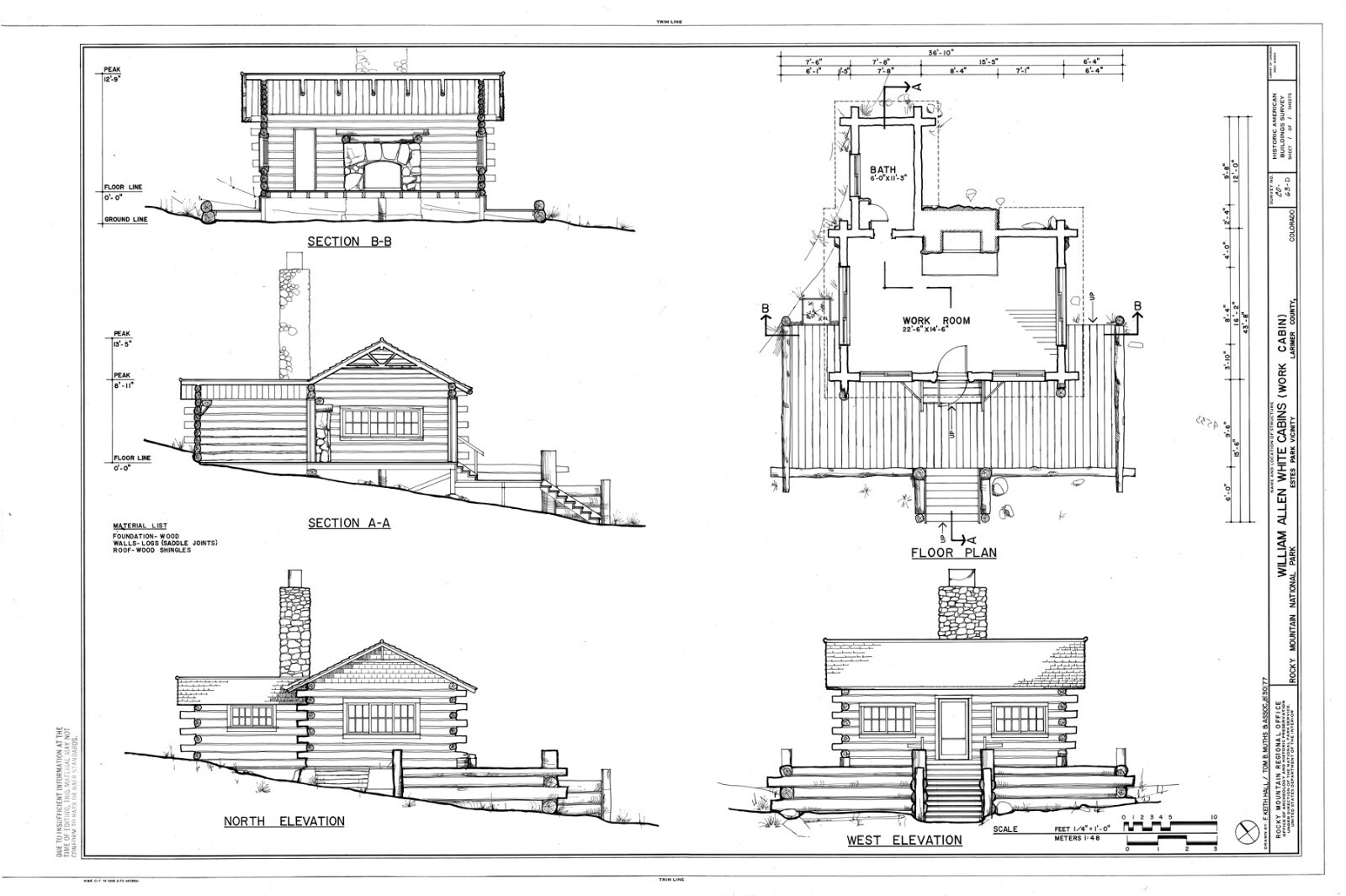 Craftsman Style Country Cabins house plans, architectural prints, 4 cabins