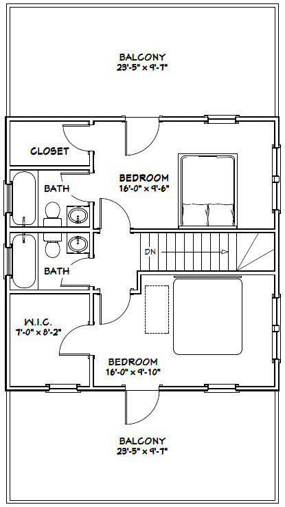 24×24 House — 3 Bedroom 3 Bath — 1,660 sq ft — PDF Floor Plan — Model 1A