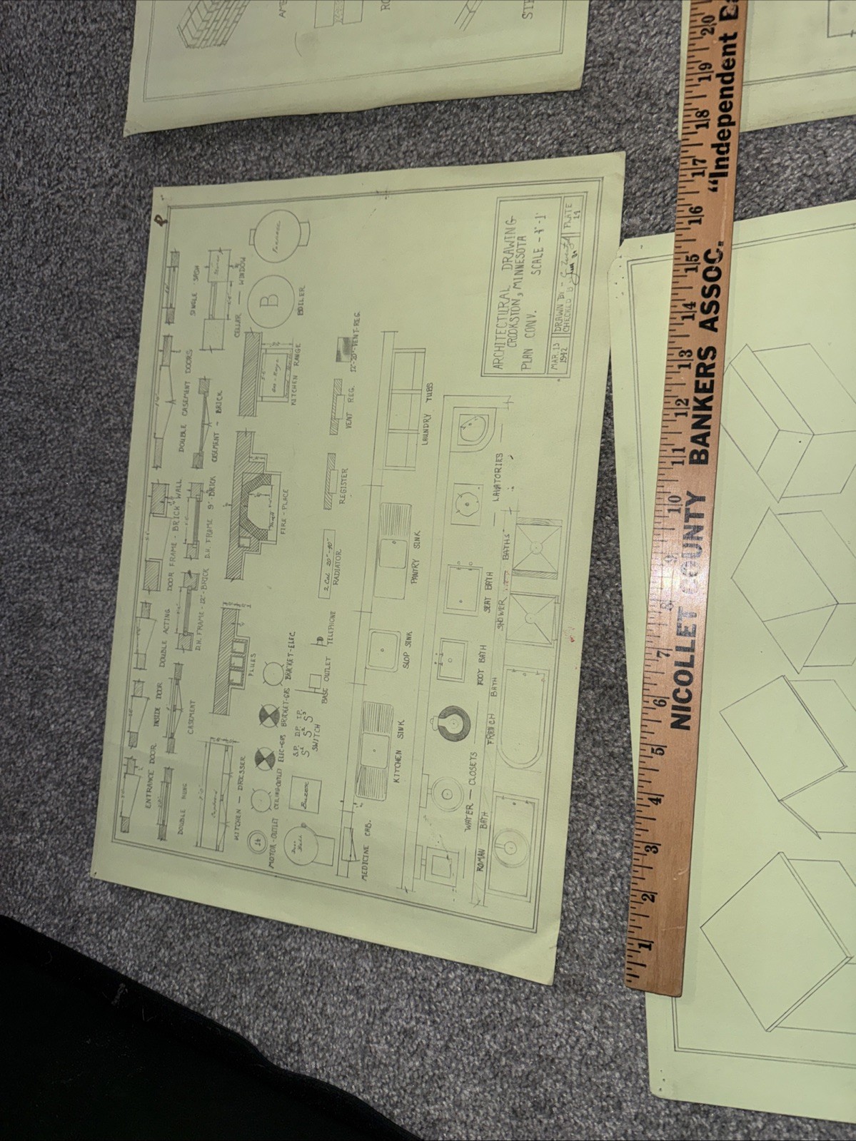 Architectural House Blueprints Plans Mid Century Modern Home 1941 MN 17 Pieces Z