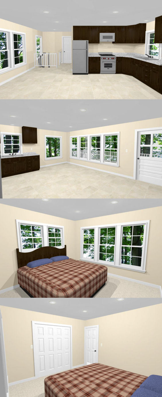20×32 House — 1 Bedroom — 2 Car Garage — PDF Floor Plan — Model 6W