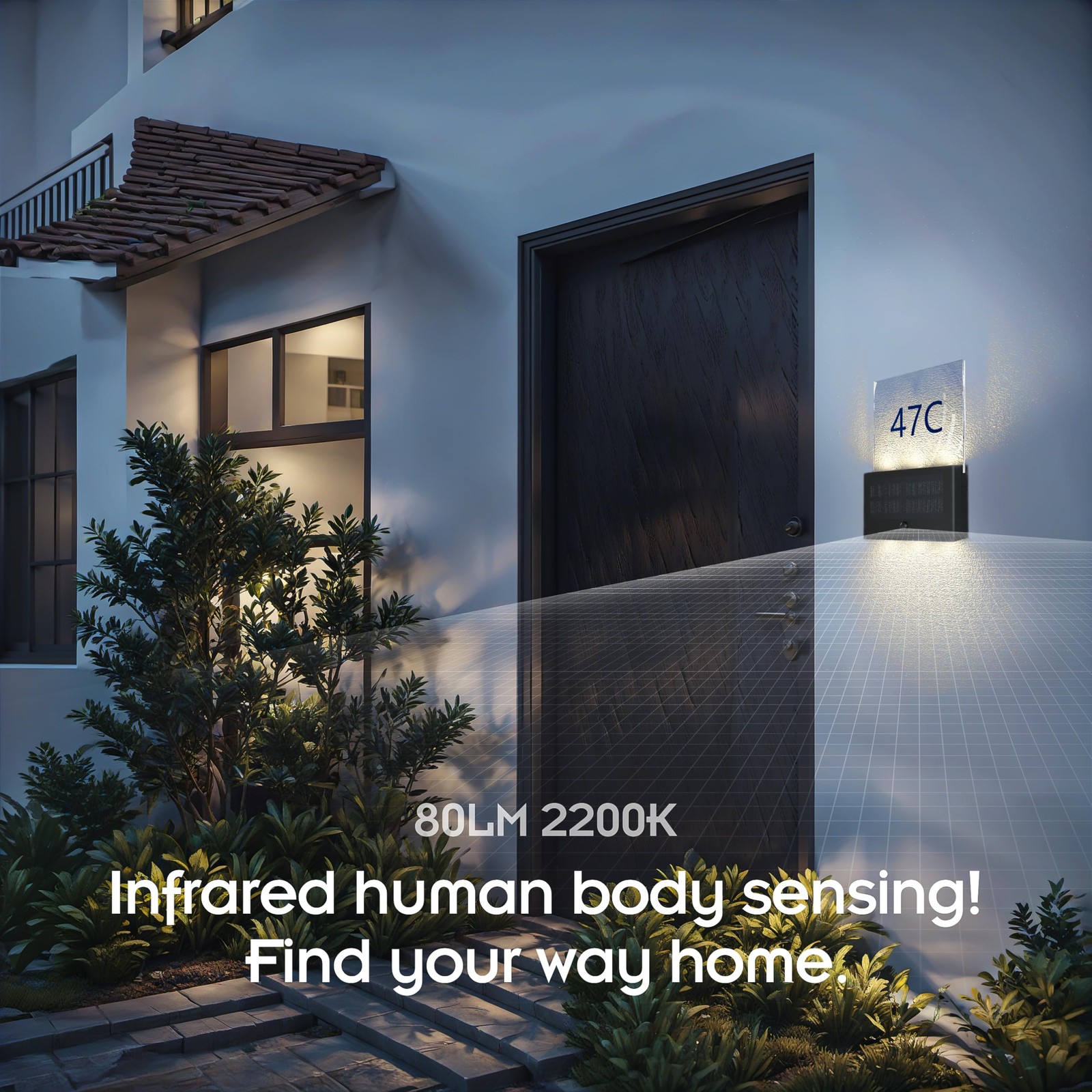 Solar House Number Light, Up/Down Design, 2025 Model, 1pack, Black