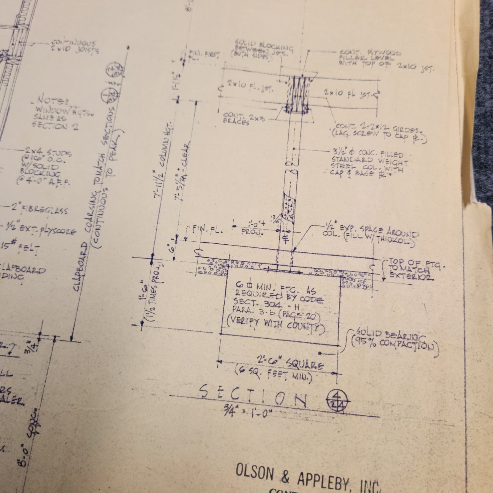 Vintage House Blueprint 33×17 1964 Mid Century Modern Drawing Art Glen Ellyn IL