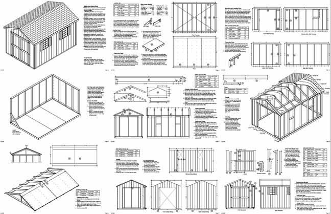 12′ x 8′ Storage Utility Garden Wooden Shed / Building Plans, Design #21208