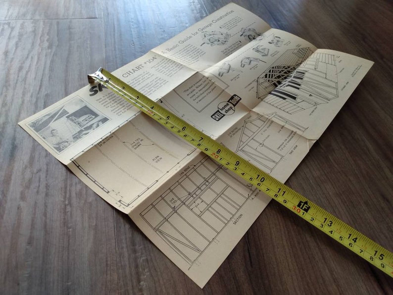 MCM Car Garage Construction Guide Building Plans Vintage 1950s Skil Chart 104