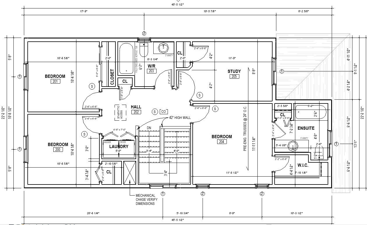 Narrow Lot House Plan – 4 Bedroom, 3.5 bath, PDF Blue Prints