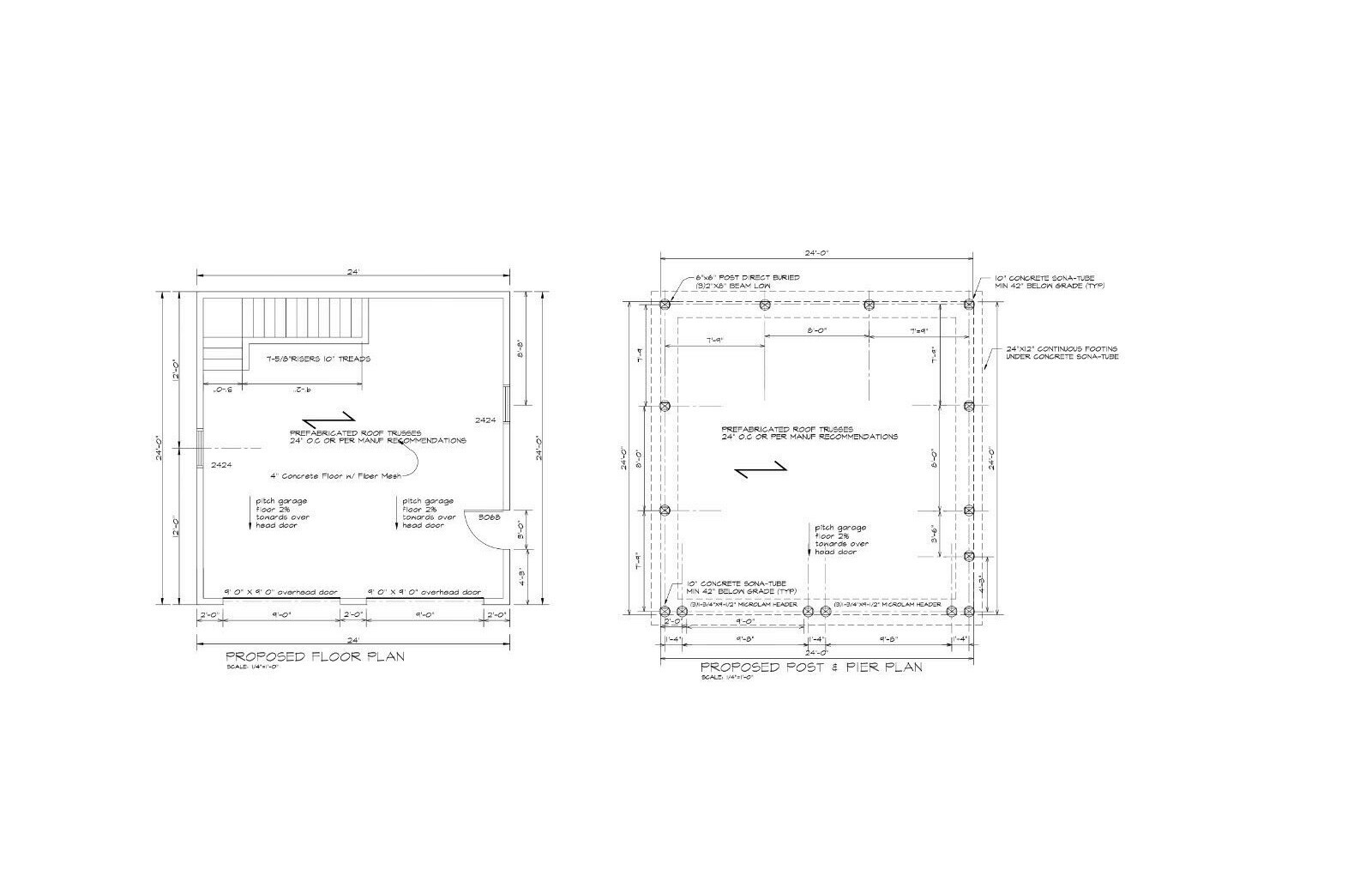 24X24 TWO CAR GARAGE PLAN POLE BARN CONSTRUCTION GAMBREL DWG 17-PB2424-GMB-1 26