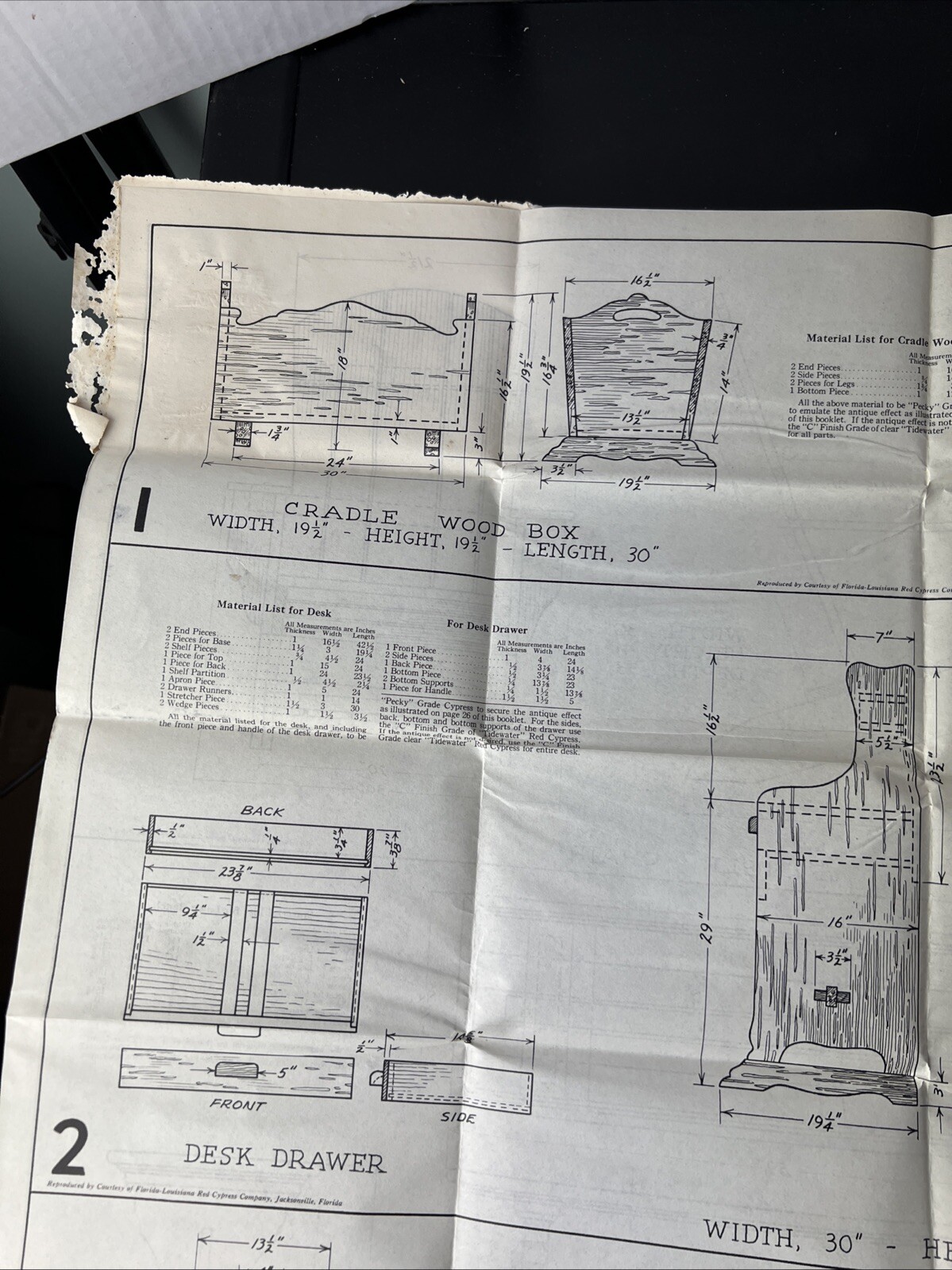 VTG Southern Cypress Furniture Plans Blueprints Desks Chairs Tables