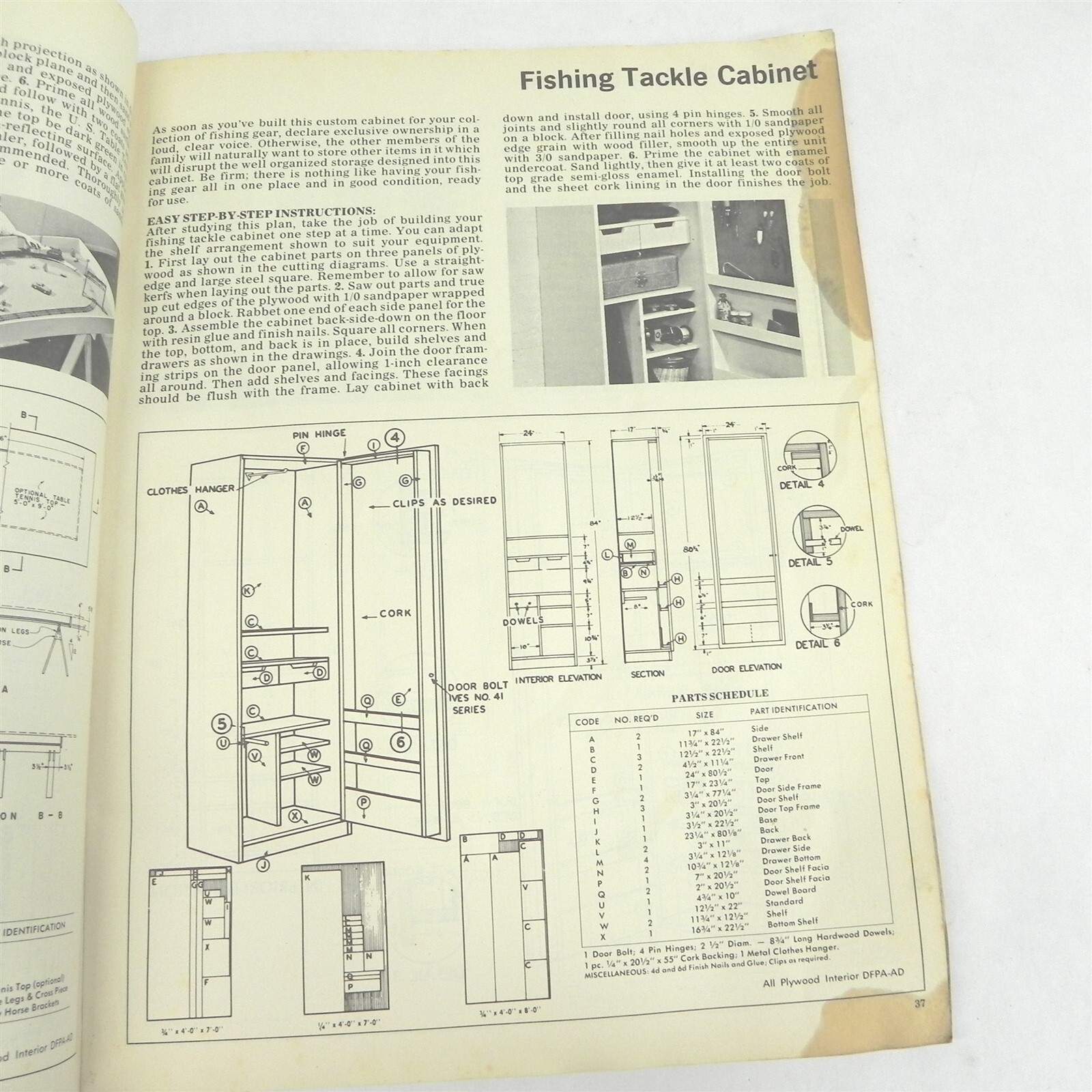 VINTAGE 1960S CRAFTSMAN PLYWOOD HOME STORAGE PLANS BOOK HEAVILY USED