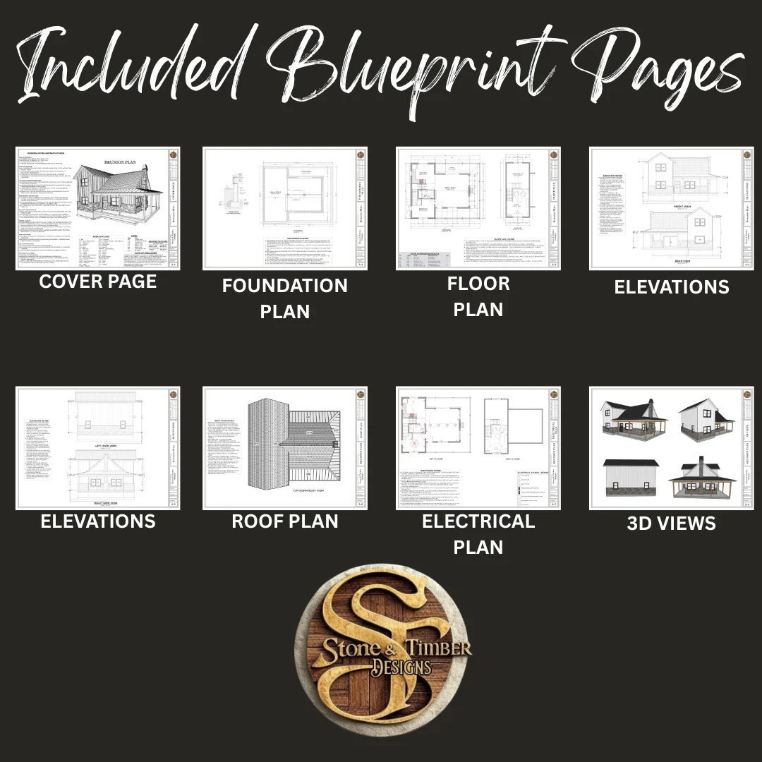Barndominium House Plan Design 1054 SF 1 Bed 1 Bath Loft- Drawings Blueprints