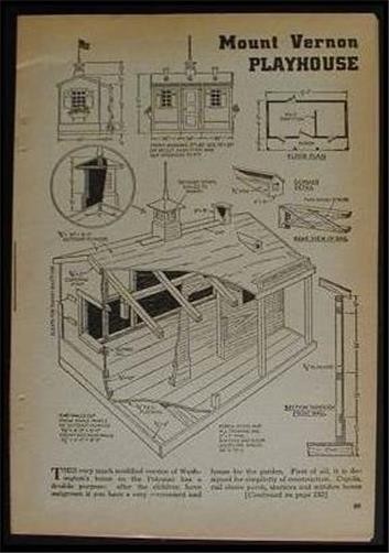 Mount Vernon Playhouse / Garden Shed 4×8 1940 How-To build PLANS & Ice Boat