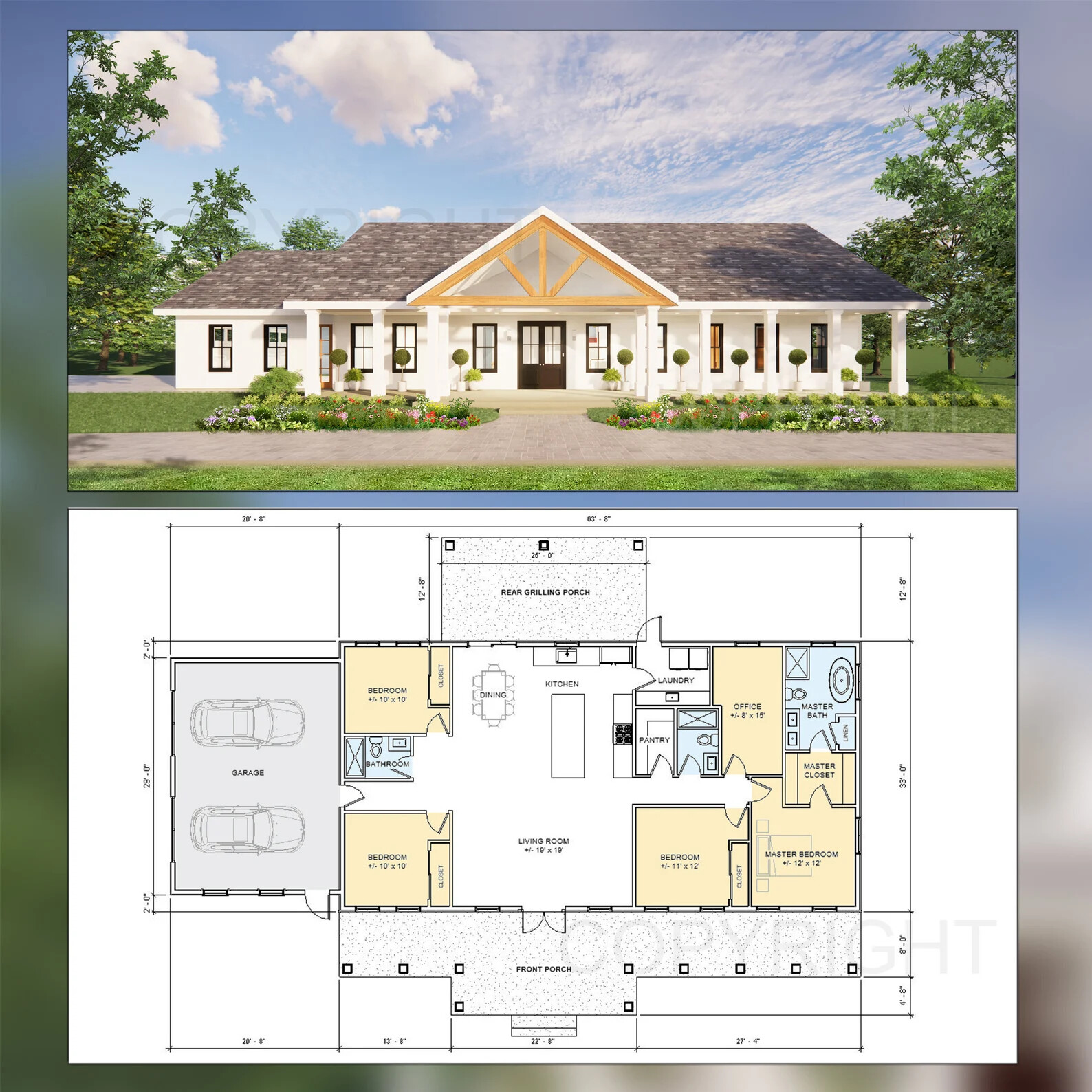 Cedar Springs Barndominium 4 Bed 3 Bath 2 Car – Plan Blueprint PDF or Print ~