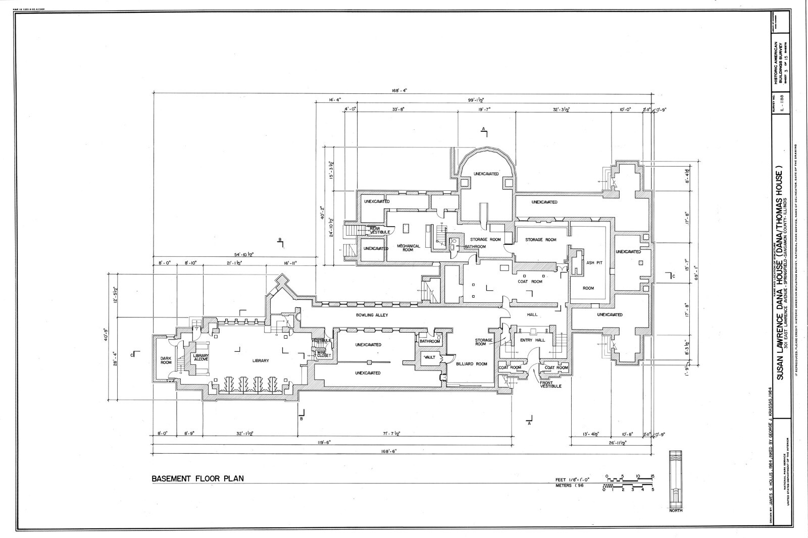 Frank Lloyd Wright’s Dana House Prairie Style home, detailed architectural plans