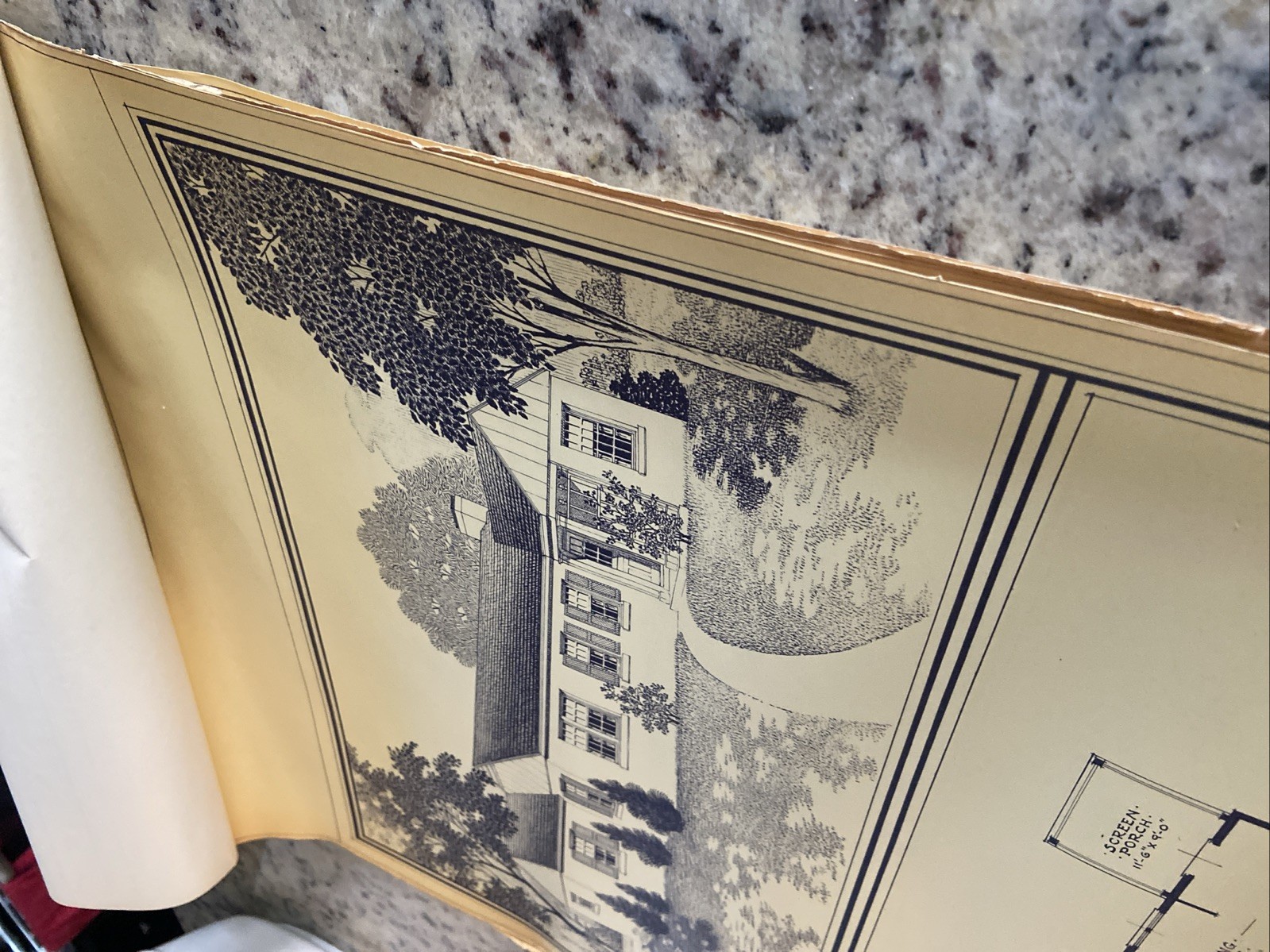 Vintage 1948 MCM Bungalow Ranch HomePlan Blueprint Triflex Service Washington DC