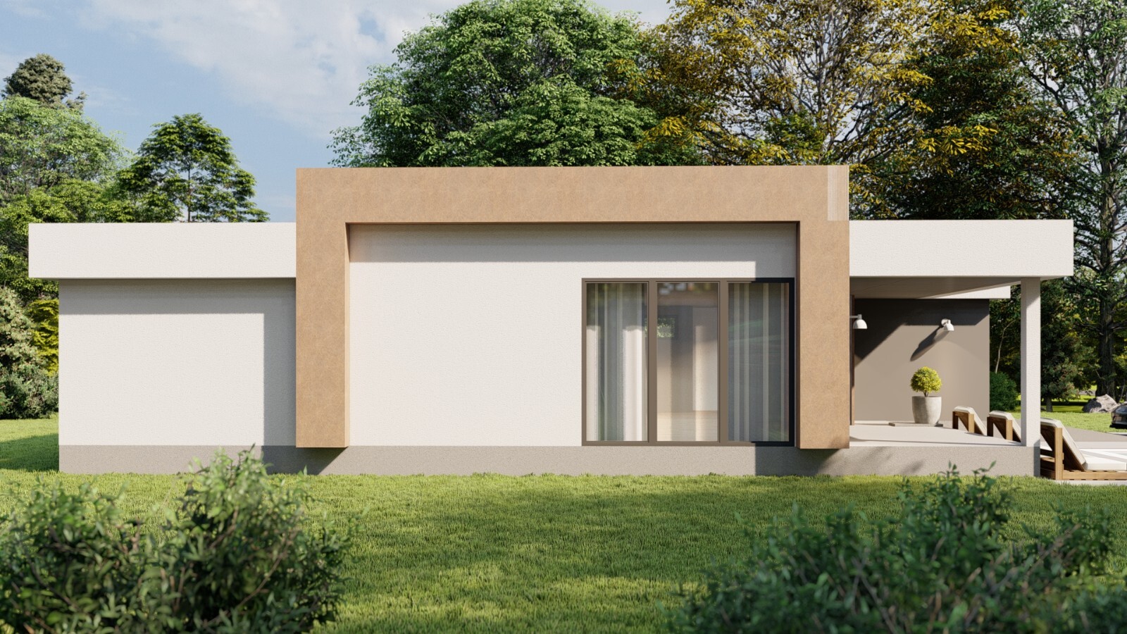 Modern 2 Bedroom 2 Bathroom House Floor Plan Flat Roof, 1145 Square Feet/106 m2