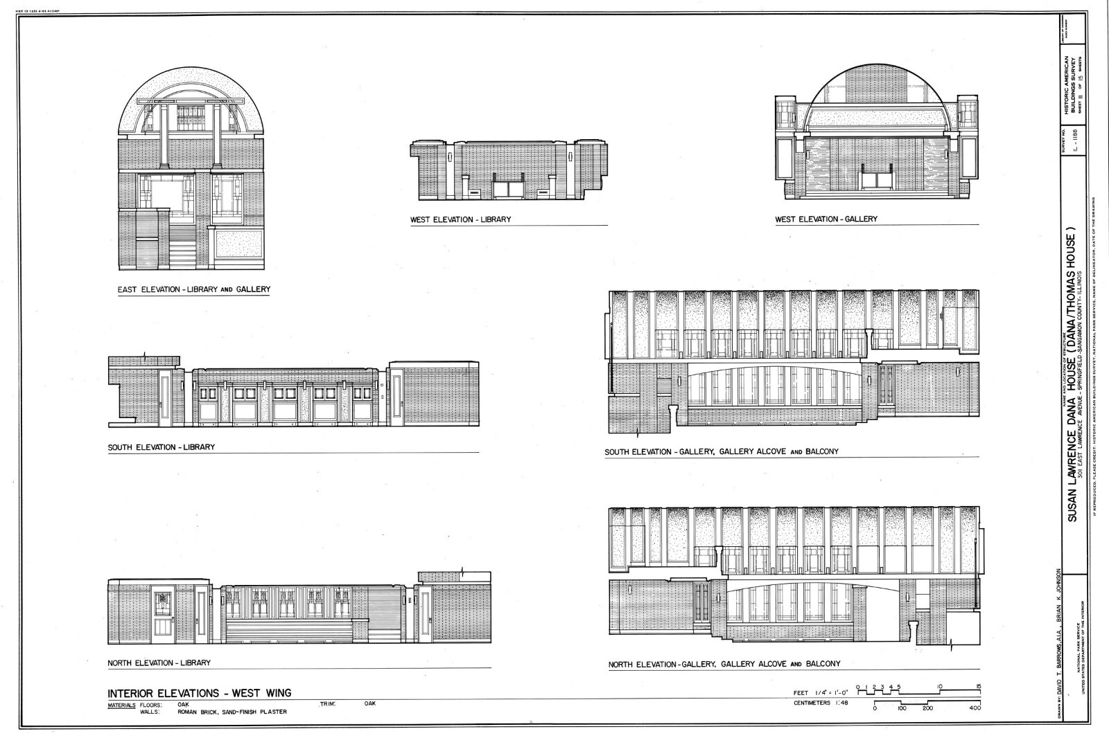 Frank Lloyd Wright’s Dana House Prairie Style home, detailed architectural plans