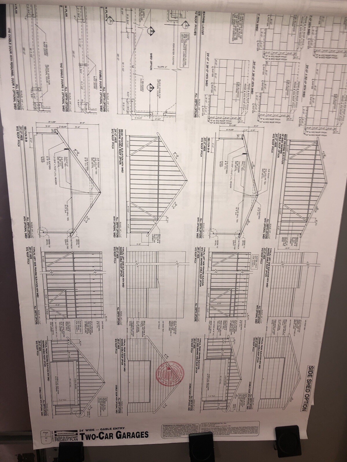 Build It Yourself 2 Car Garages 24’ Gable Entry Garlinghouse Plans 6 pages