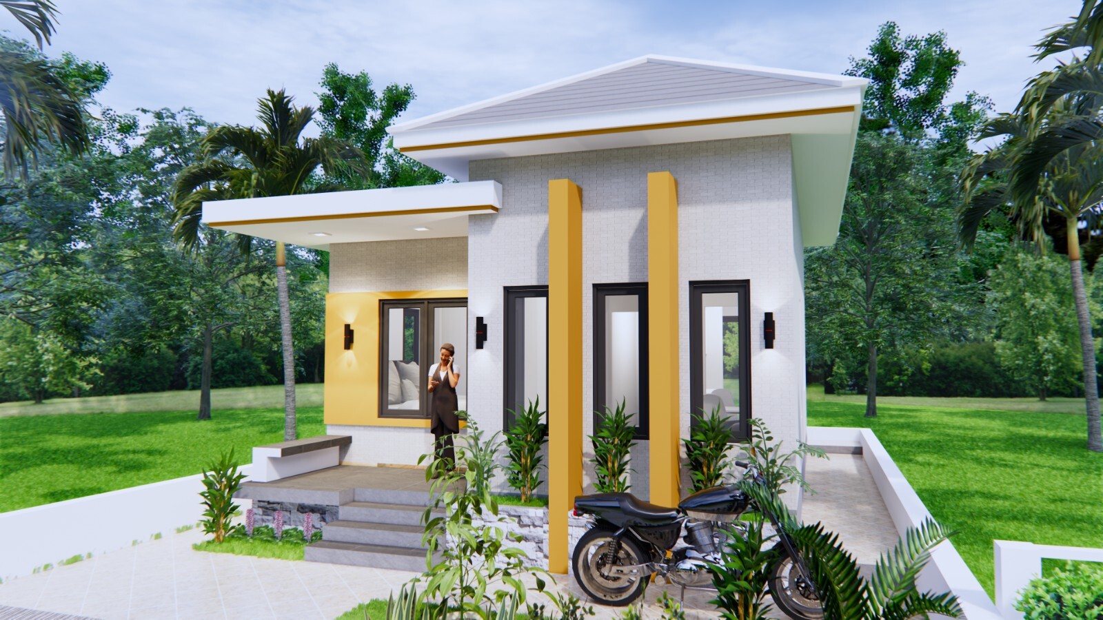 20×27 Feet Small House Plans 6×8 Meter 2 Bed 1 Bath Hip Roof PDF (A4 Hard Copy)