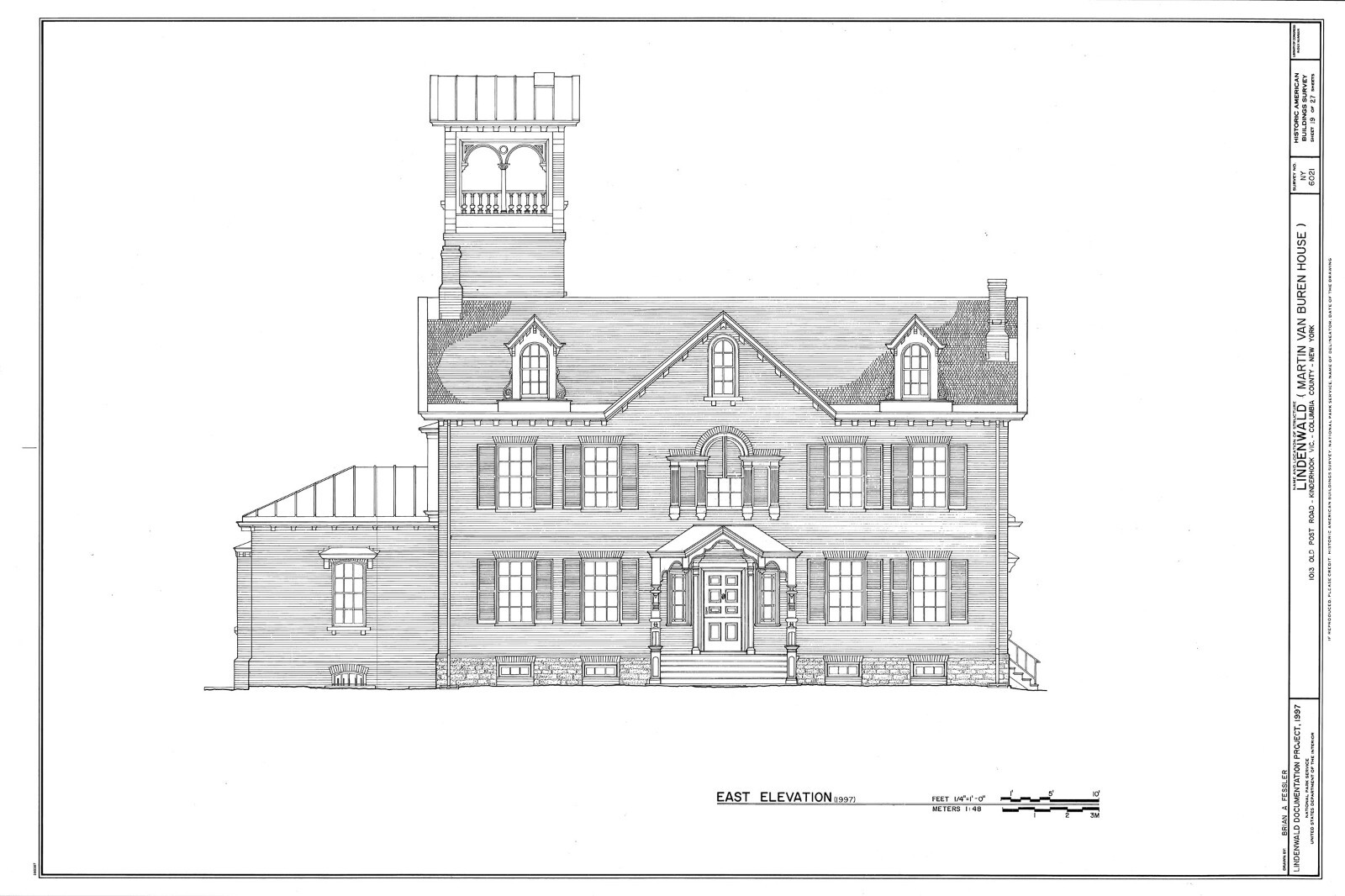 Italianate Victorian home of President van Buren, detailed architectural plans