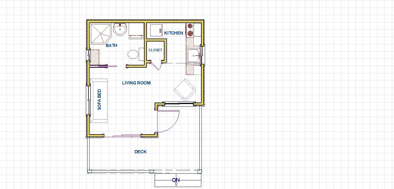 Tiny House Plans 228 sq.ft. with FREE SHIPPING
