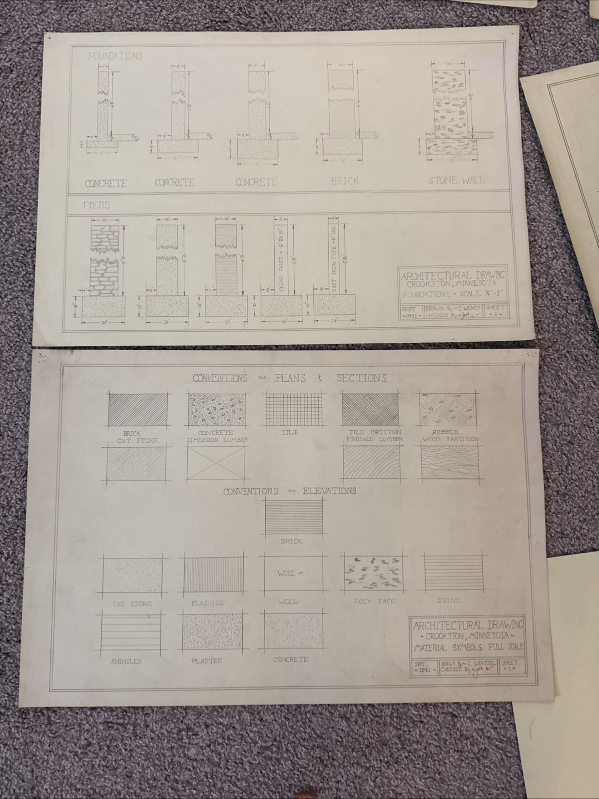 Architectural House Blueprints Plans Mid Century Modern Home 1941 MN 17 Pieces Z