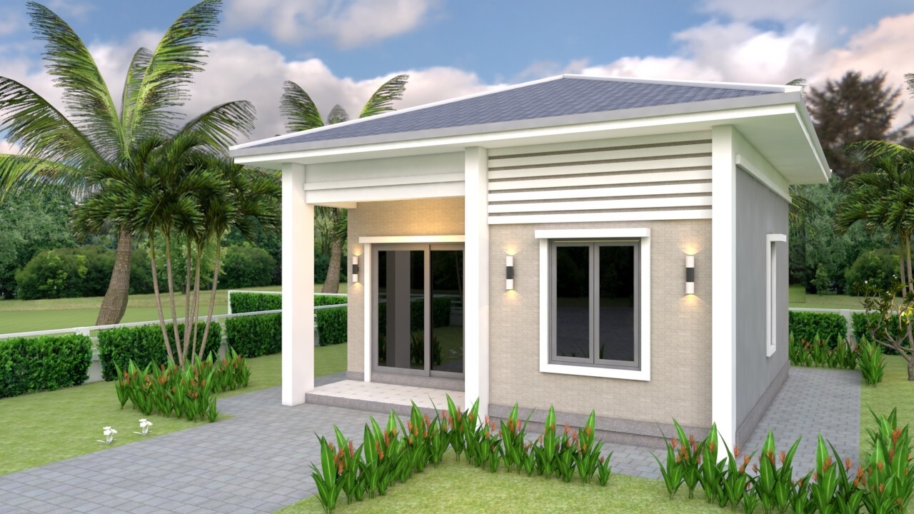 21×21 Feet Tiny House Plans 6.5×6.5 Meter 1 Bed 1 Bath Hip Roof (A4 Hard Copy)