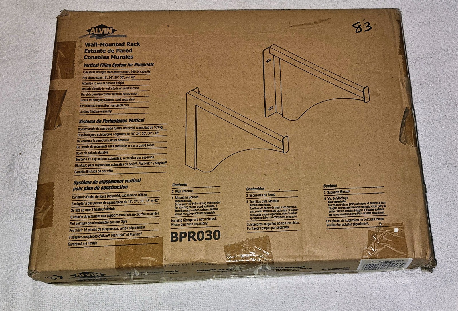 Alvin BPR030 Wall Rack for Blueprints~ ~SpaceSaver Brand New In Box