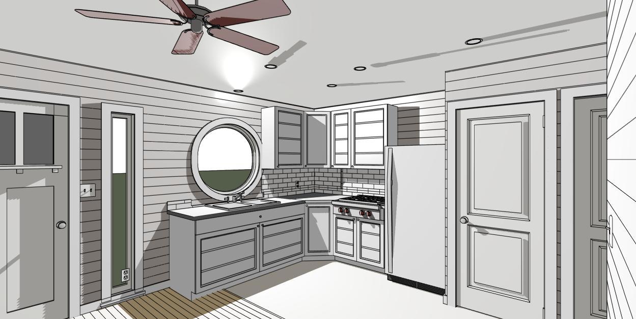 Tiny House/Cabin Plans 384 sq.ft. with one bedroom, outdoor deck. FREE SHIPPING
