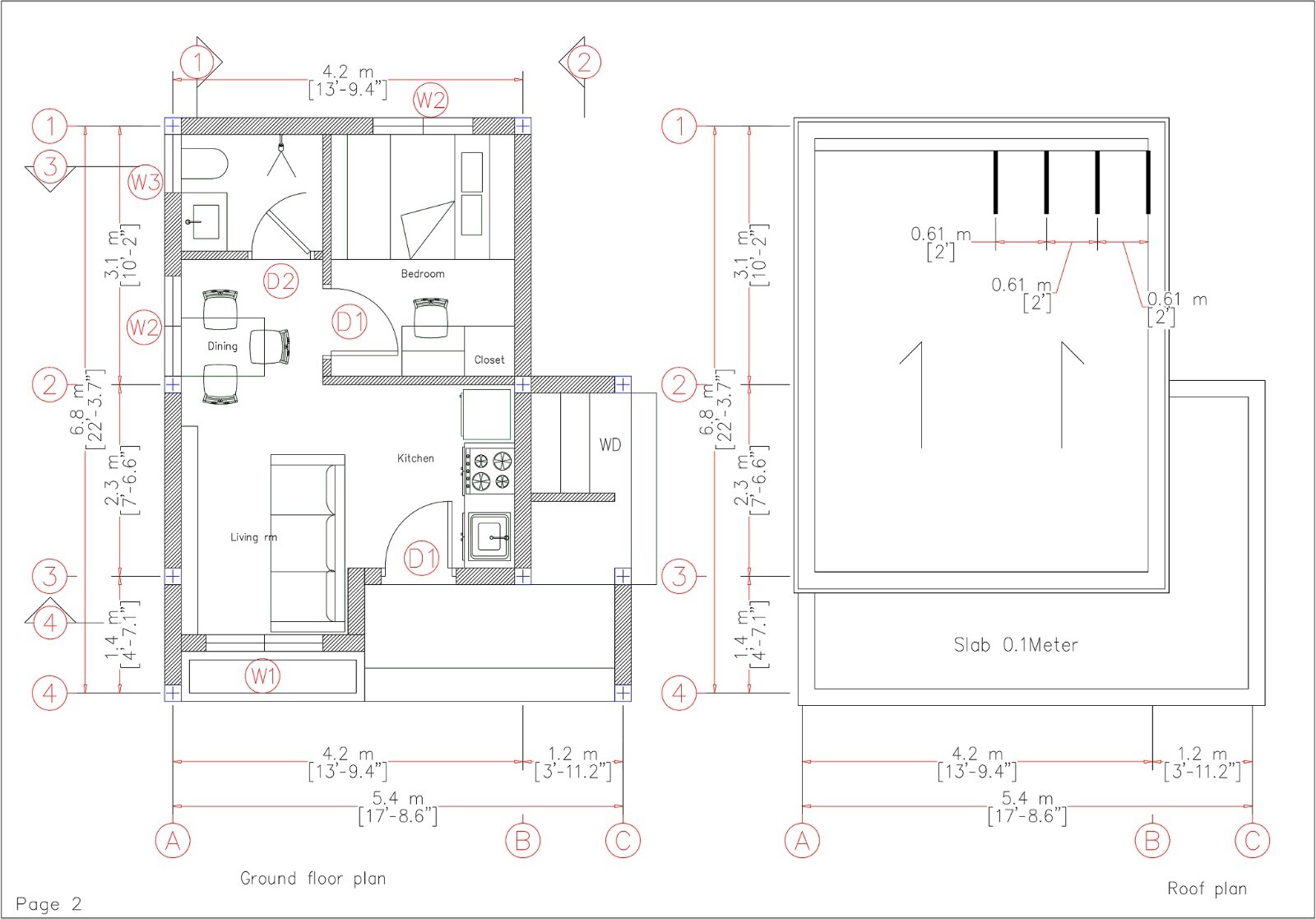 13×20 Feet Small House Plan 4×6 Meter 1 Bed 1 Bath Hidden Roof PDF +A4 Hard Copy