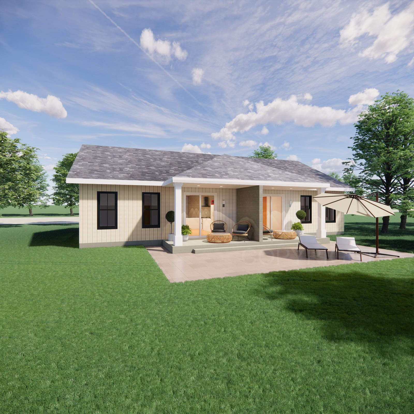 Hip Roof Duplex Investment Rental House Plan Design – 1820 SF – Modern Spacious
