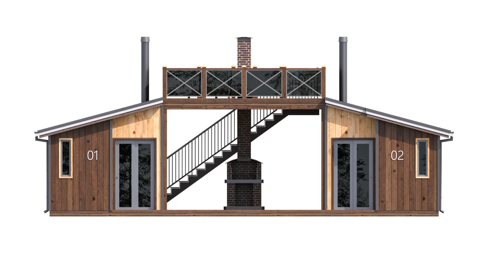 38’x18’ Double Tiny House, 1-Bed, 1-Bath Architectural Build Plans PDF Download