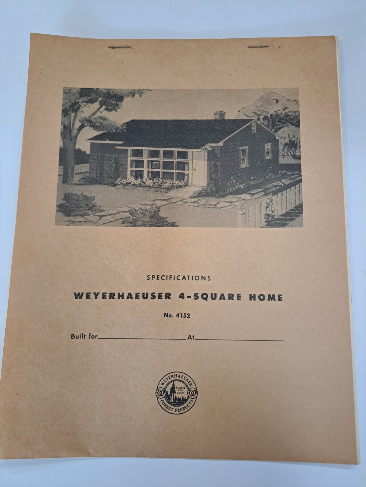 WEYERHAEUSER 4-SQUARE HOME DESIGN PLANS 4152 COMPLETE 1950s ARCHITECTURE DAMAGED