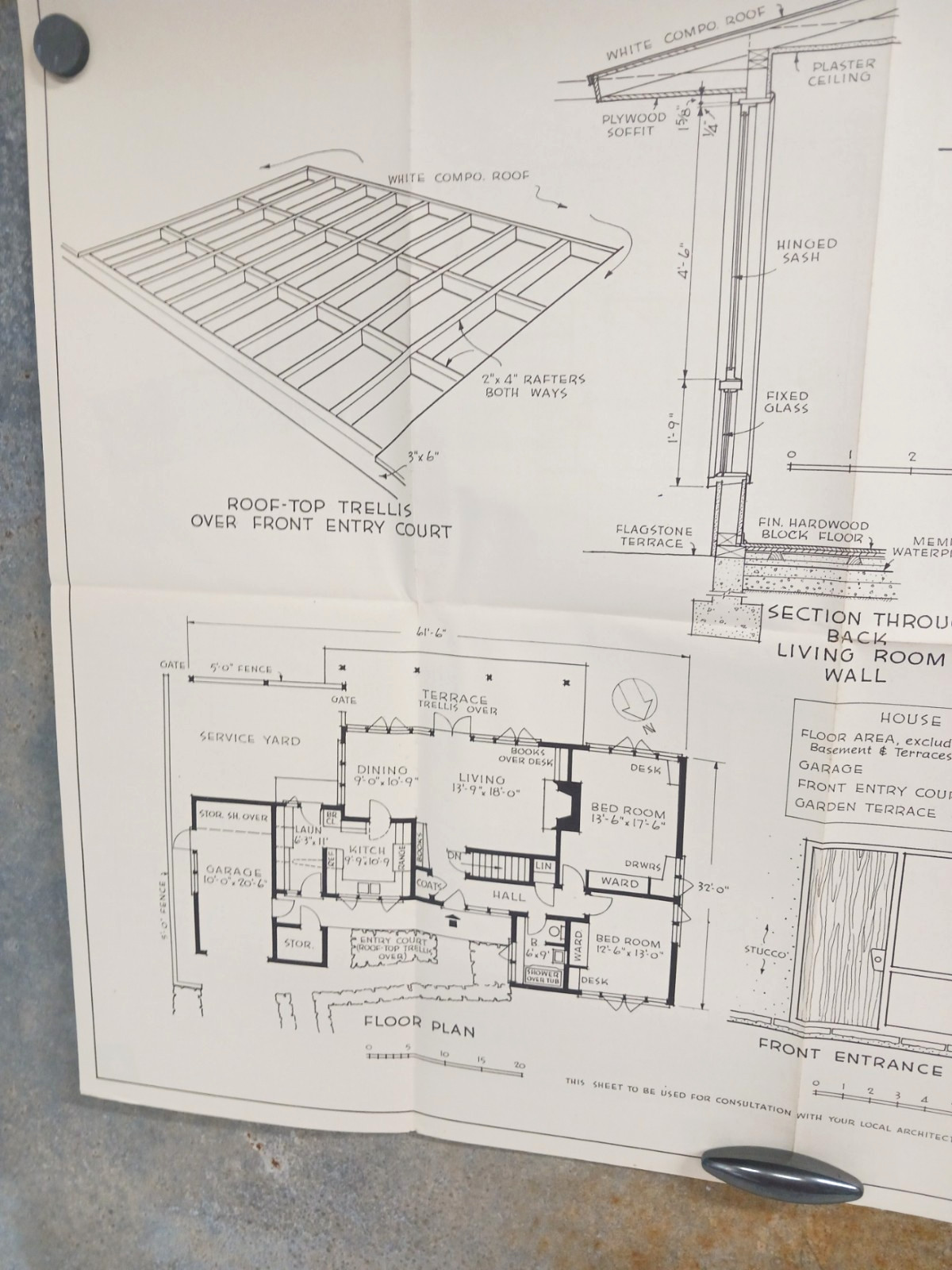 VTG 1950s Sentimental Modern H Roy Kelley Good Housekeeping House Floor Plan MCM