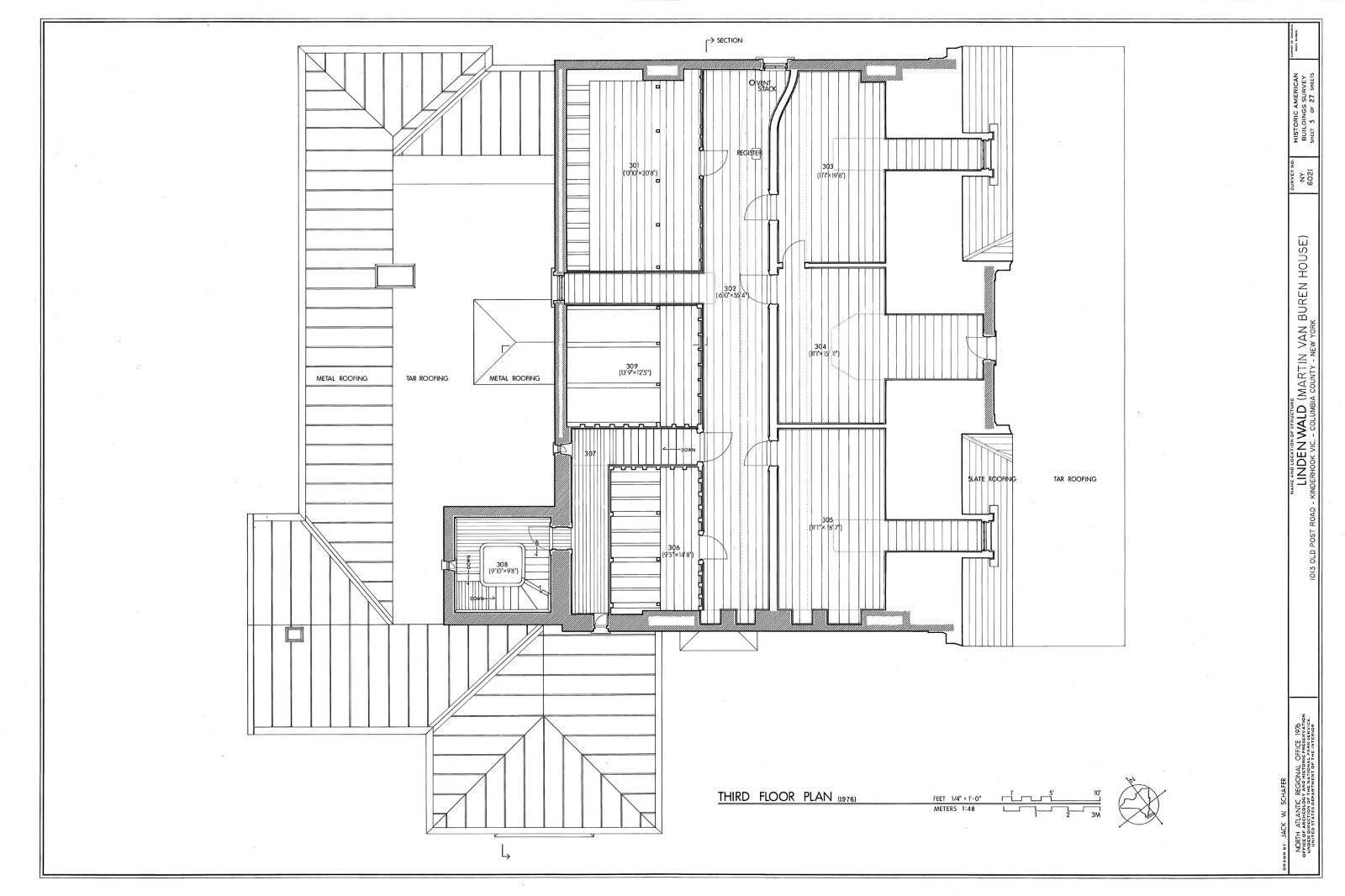 Italianate Victorian home of President van Buren, detailed architectural plans