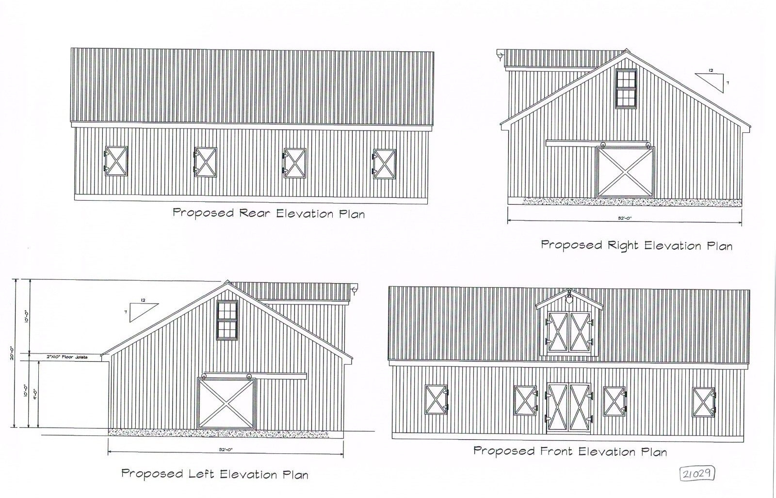 32X48 48X32 HORSE BARN PLAN GABLE POLE BARN CONST #17-PB3248-HB-GBL-7