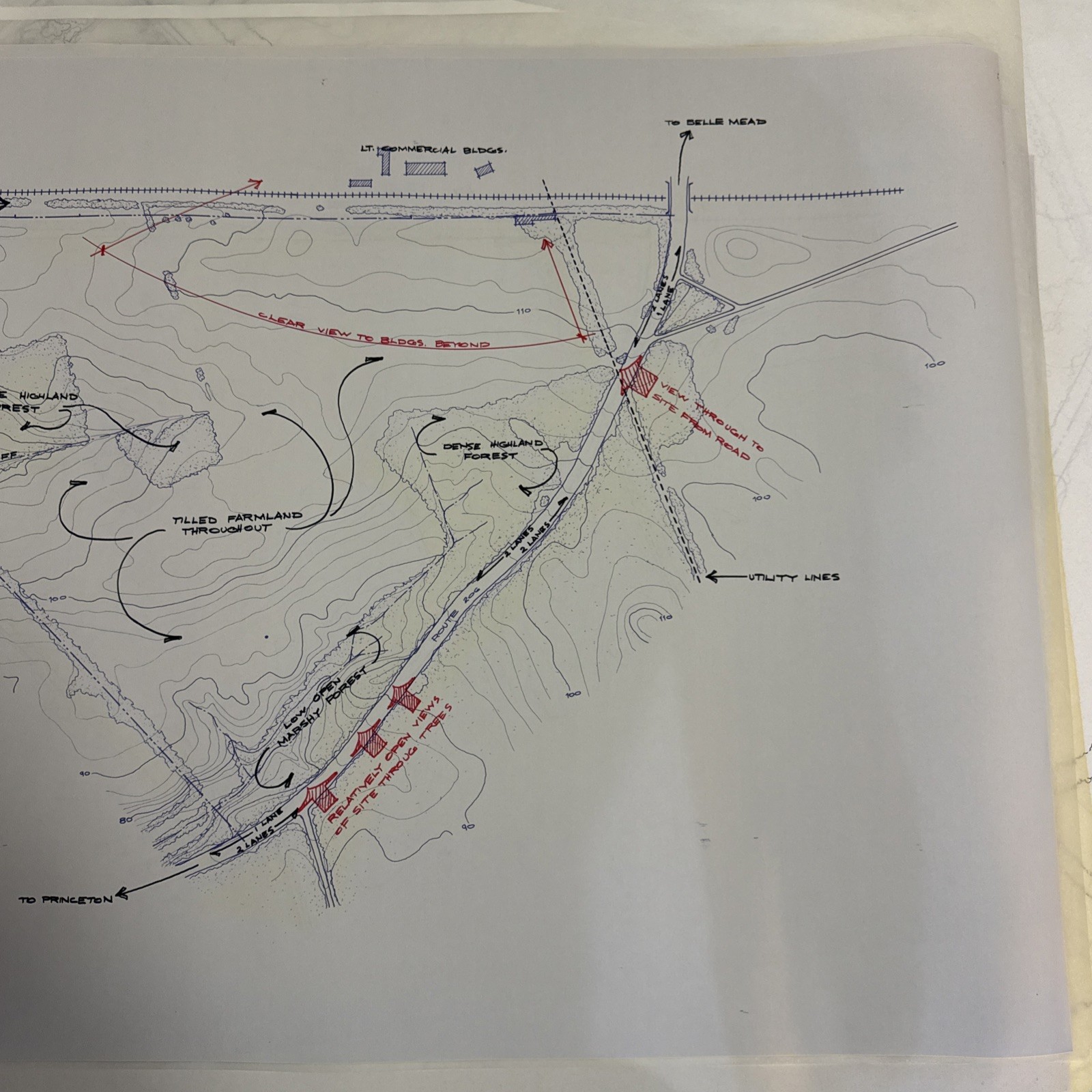 Vintage Architectural Site Plan Princeton NJ Landscape Drawings Blueprint Lot