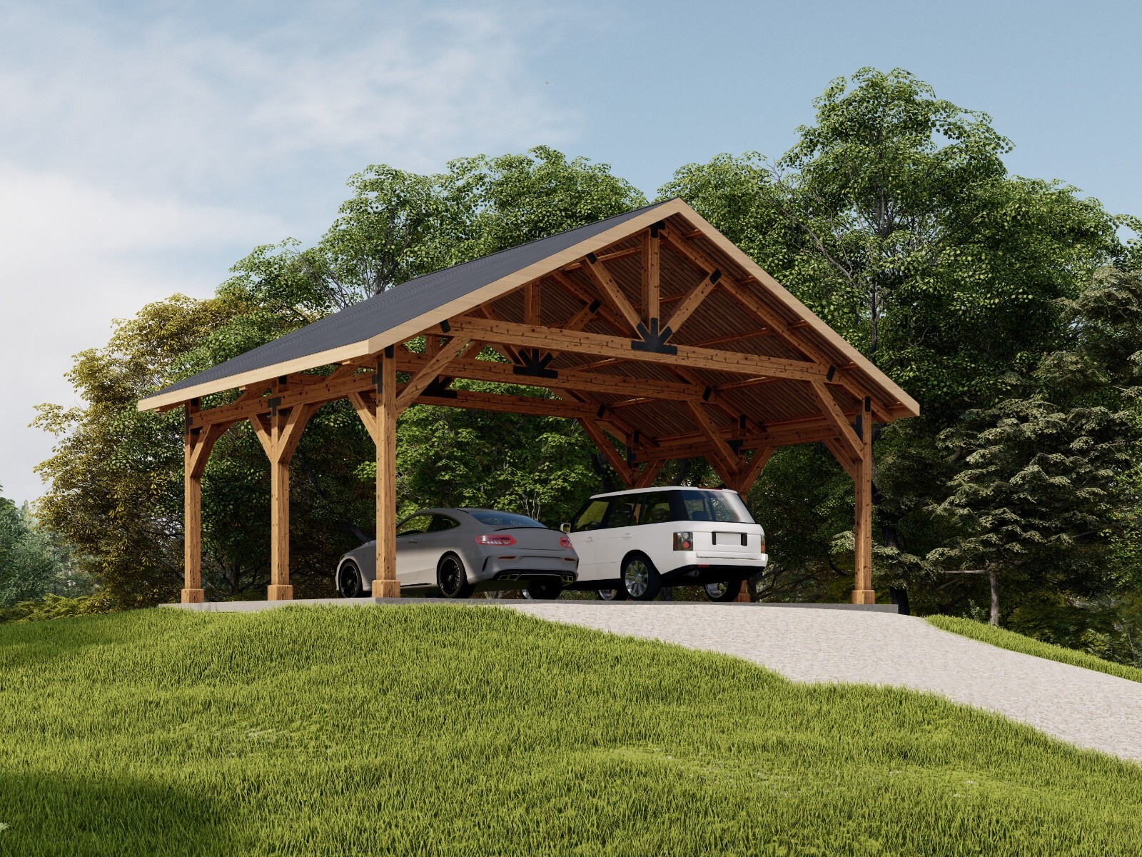 30’x20′ Carport Plans ,Post Gable Complete Pavilion DIY drawings